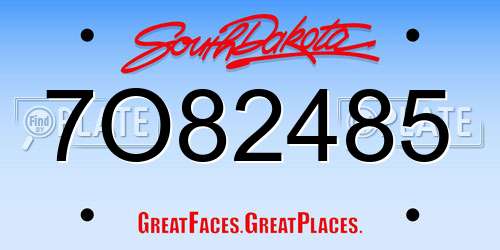 7O82485 South Dakota License Plate