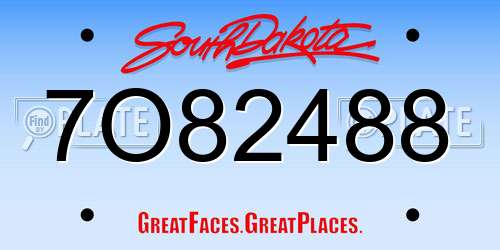 7O82488 South Dakota License Plate