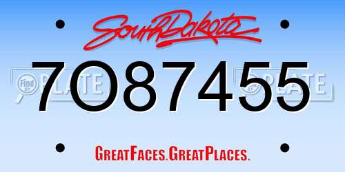 7O87455 South Dakota License Plate