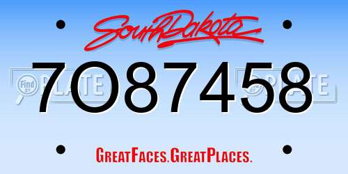 7O87458 South Dakota License Plate