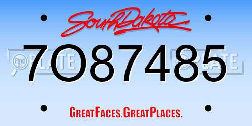 7O87485 South Dakota License Plate