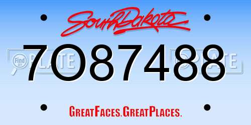 7O87488 South Dakota License Plate