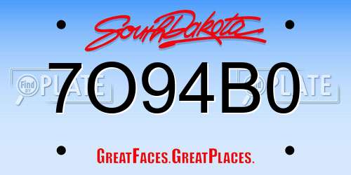 7O94B0 South Dakota License Plate