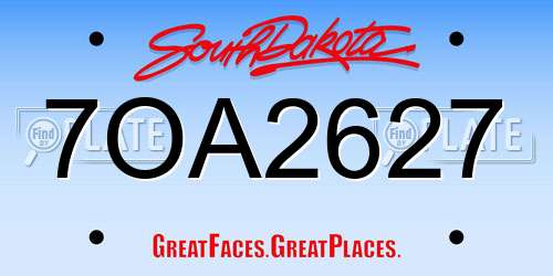 7OA2627 South Dakota License Plate