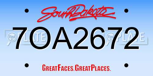 7OA2672 South Dakota License Plate