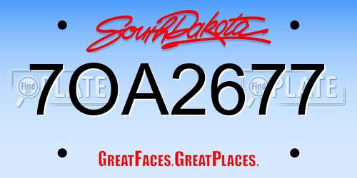 7OA2677 South Dakota License Plate