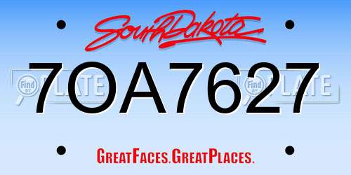 7OA7627 South Dakota License Plate