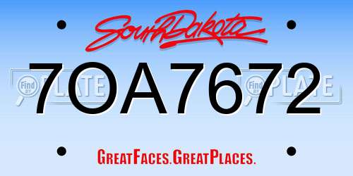 7OA7672 South Dakota License Plate