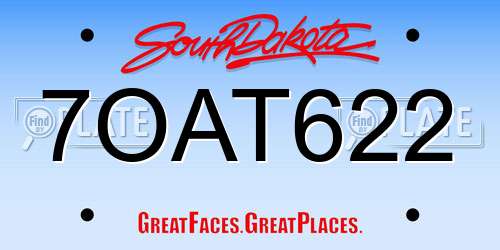 7OAT622 South Dakota License Plate