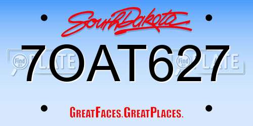 7OAT627 South Dakota License Plate