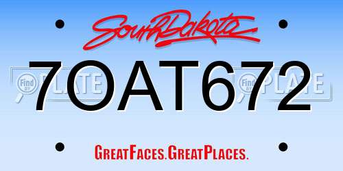 7OAT672 South Dakota License Plate