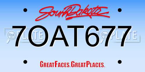 7OAT677 South Dakota License Plate