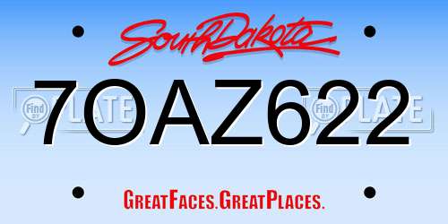7OAZ622 South Dakota License Plate