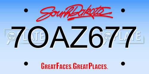 7OAZ677 South Dakota License Plate