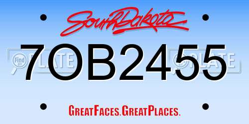 7OB2455 South Dakota License Plate