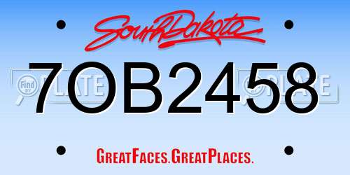 7OB2458 South Dakota License Plate