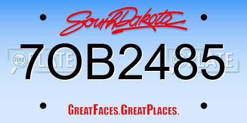 7OB2485 South Dakota License Plate