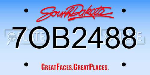 7OB2488 South Dakota License Plate