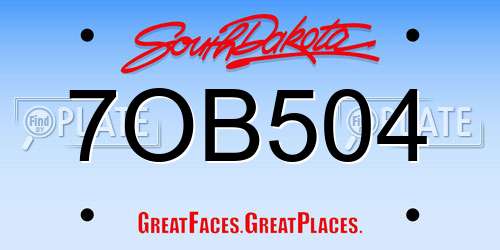 7OB504 South Dakota License Plate
