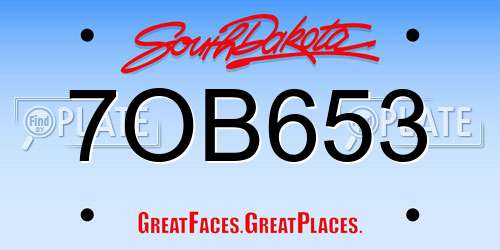 7OB653 South Dakota License Plate