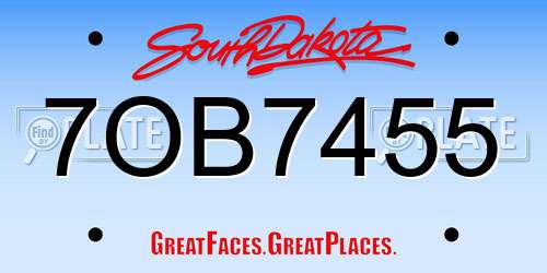 7OB7455 South Dakota License Plate