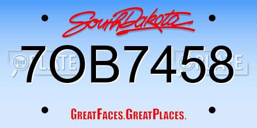 7OB7458 South Dakota License Plate