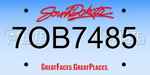 7OB7485 South Dakota License Plate