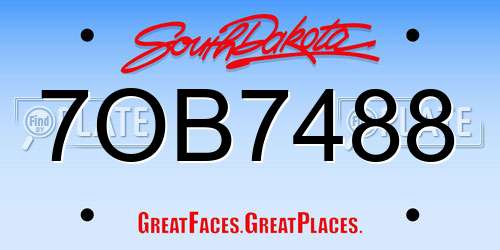 7OB7488 South Dakota License Plate