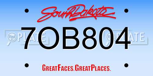 7OB804 South Dakota License Plate