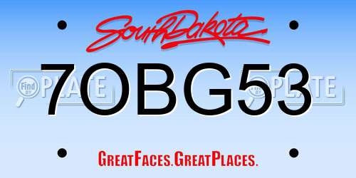 7OBG53 South Dakota License Plate