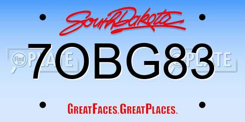 7OBG83 South Dakota License Plate