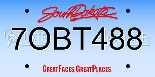 7OBT488 South Dakota License Plate