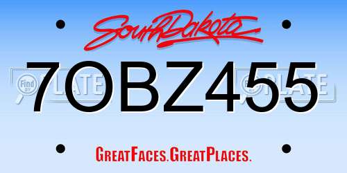 7OBZ455 South Dakota License Plate