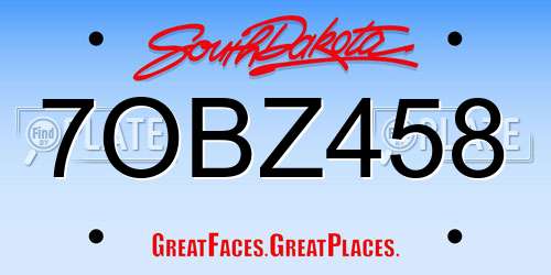 7OBZ458 South Dakota License Plate