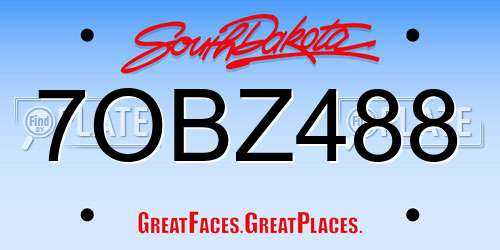 7OBZ488 South Dakota License Plate