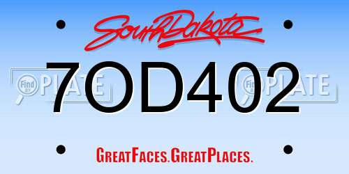 7OD402 South Dakota License Plate