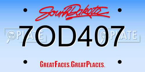 7OD407 South Dakota License Plate