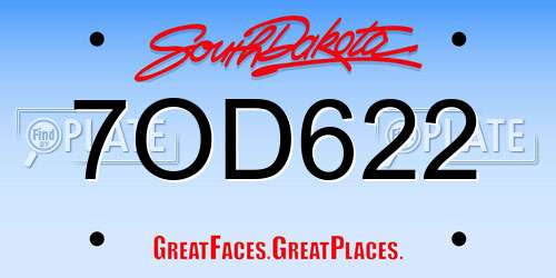 7OD622 South Dakota License Plate