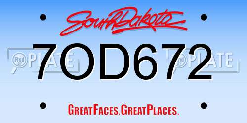 7OD672 South Dakota License Plate