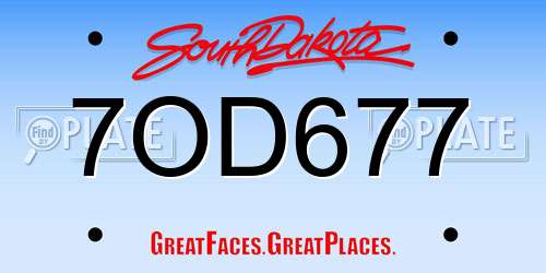 7OD677 South Dakota License Plate