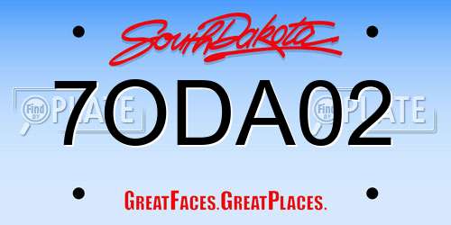 7ODA02 South Dakota License Plate