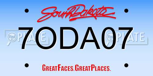 7ODA07 South Dakota License Plate