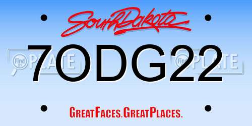7ODG22 South Dakota License Plate