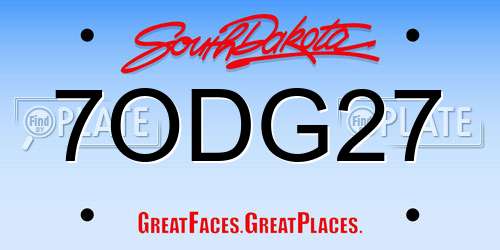 7ODG27 South Dakota License Plate