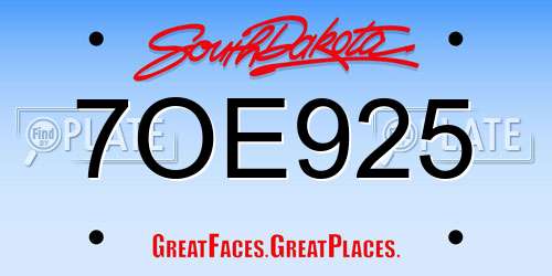 7OE925 South Dakota License Plate
