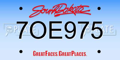7OE975 South Dakota License Plate