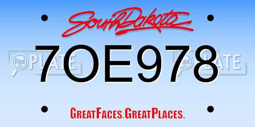 7OE978 South Dakota License Plate