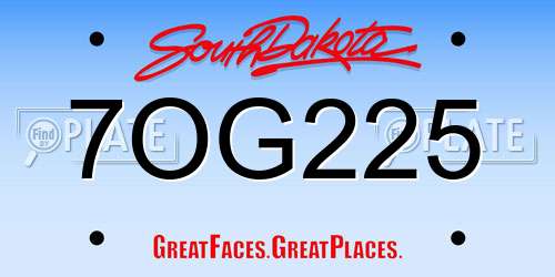7OG225 South Dakota License Plate