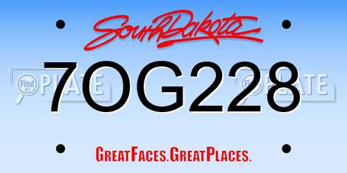 7OG228 South Dakota License Plate