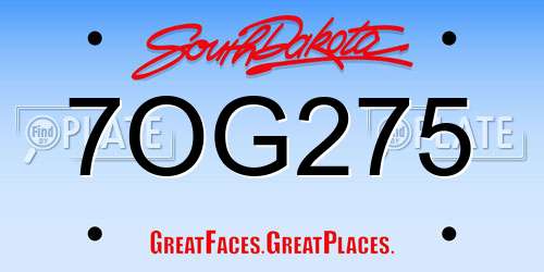 7OG275 South Dakota License Plate